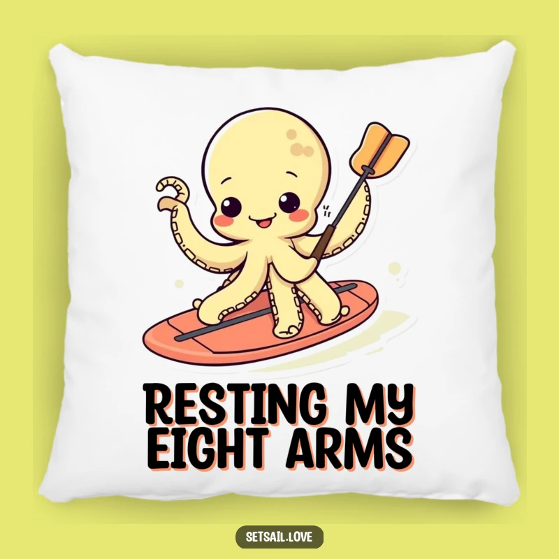 Funny Kawaii Octopus Pillow: Comfy Cuddles with Paddleboard Fun