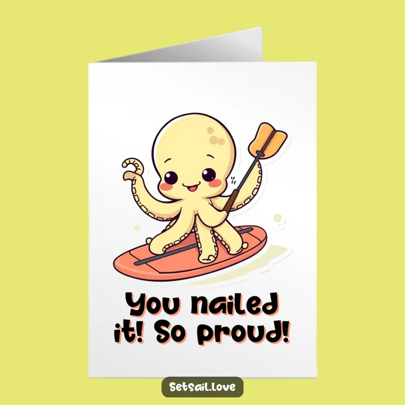 Free Printable Kawaii Octopus Congrats Card: Wiggling Tentacles for Oceans of Joyful Downloads