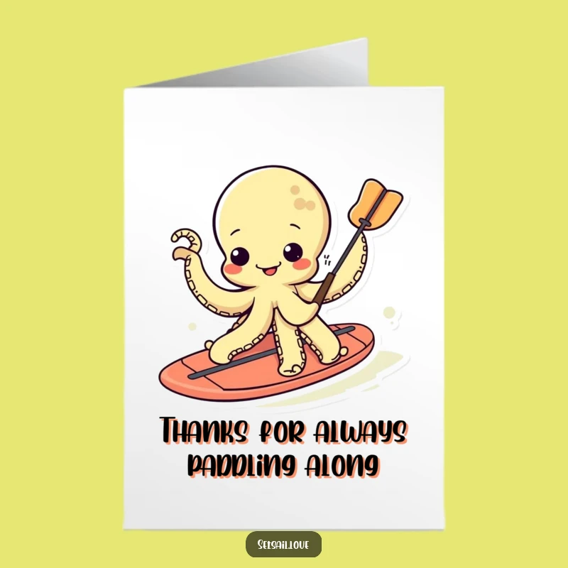 Free Printable Kawaii Octopus Thank You Card: Wiggling Tentacles Expressing Gratitude Downloadable